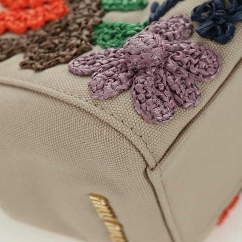 【日本直送】Miu Miu 竹節手提包帆布兩用包米色金色正品 YKZ585SAM-15