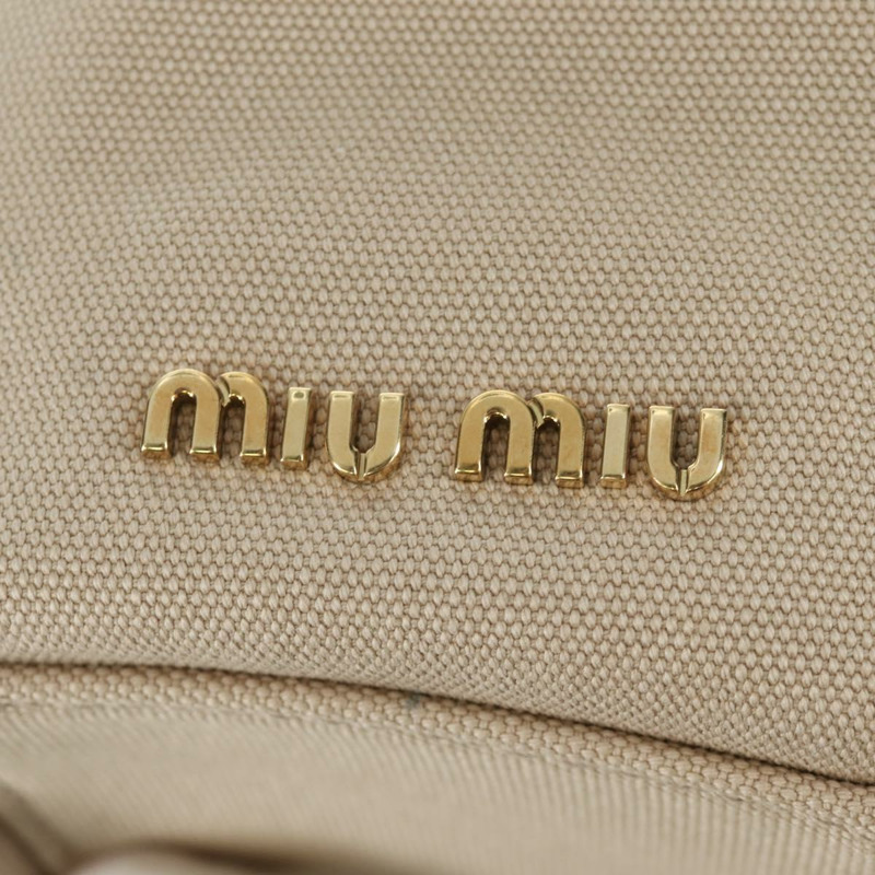 【日本直送】Miu Miu 竹節手提包帆布兩用包米色金色正品 YKZ585SAM-19