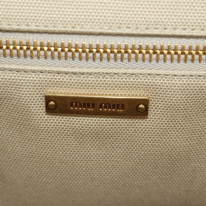 【日本直送】Miu Miu 竹節手提包帆布兩用包米色金色正品 YKZ585SAM-20
