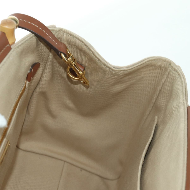 【日本直送】Miu Miu 竹節手提包帆布兩用包米色金色正品 YKZ585SAM-21