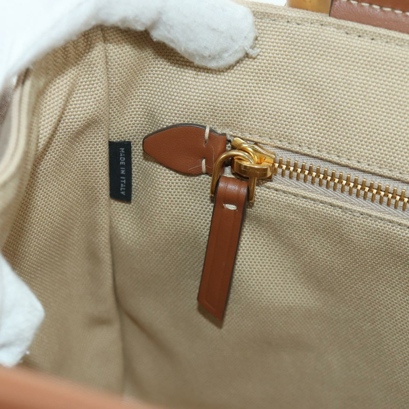 【日本直送】Miu Miu 竹節手提包帆布兩用包米色金色正品 YKZ585SAM-24