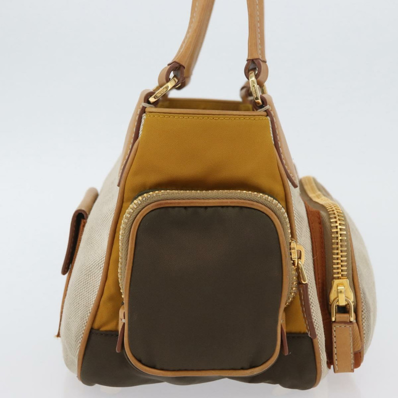 【日本直送】PRADA 手袋 帆布 金色 米色 正品 YKZ552A-3