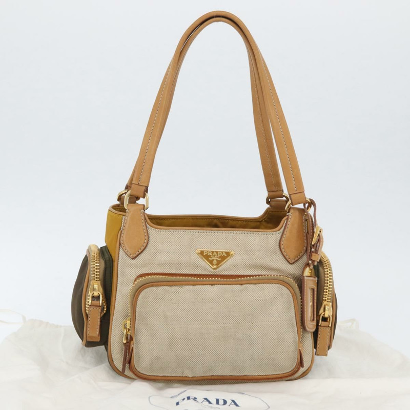 【日本直送】PRADA 手袋 帆布 金色 米色 正品 YKZ552A-11