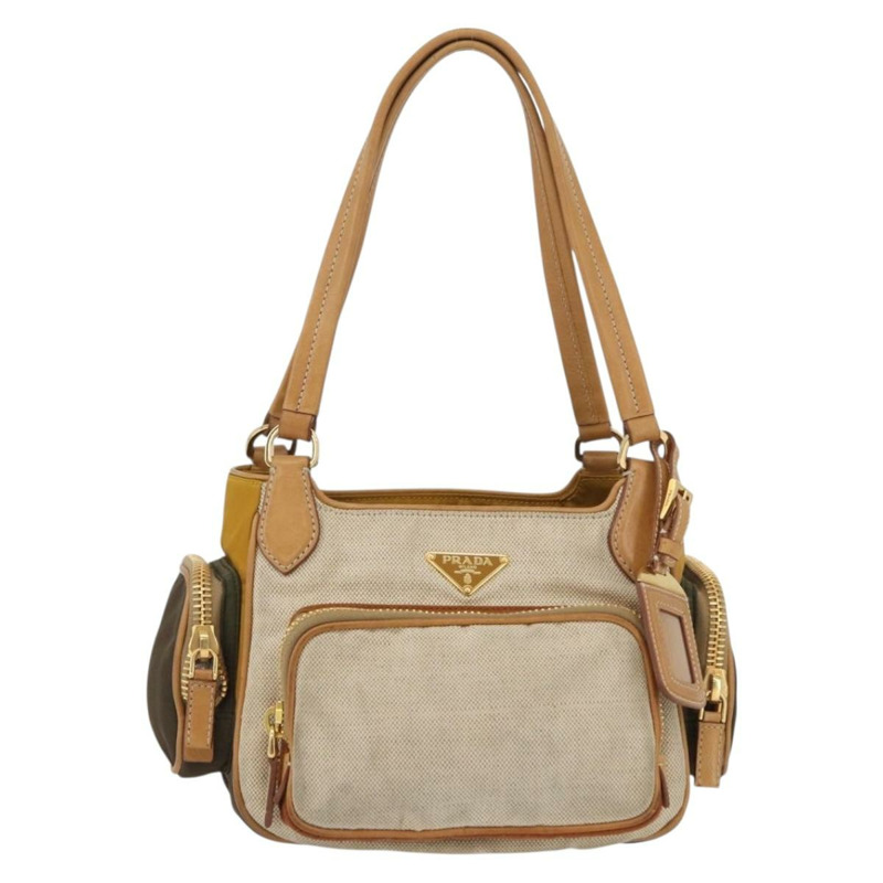 【日本直送】PRADA 手袋 帆布 金色 米色 正品 YKZ552A-12