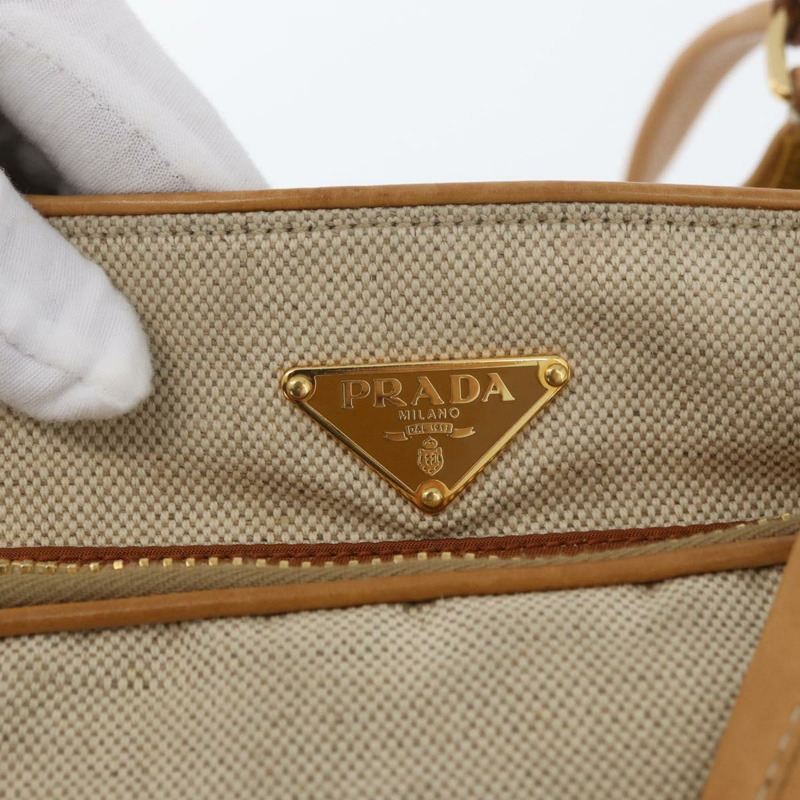 【日本直送】PRADA 手袋 帆布 金色 米色 正品 YKZ552A-17