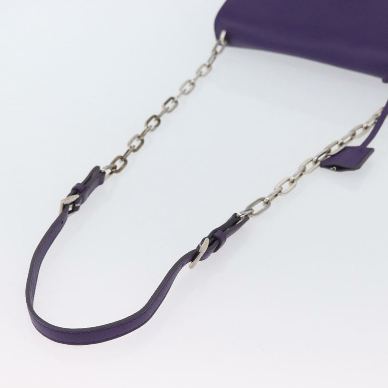 【日本直送】PRADA 鏈條單肩包 Safiano 皮革 紫色 銀色 正品 ka3343A-6