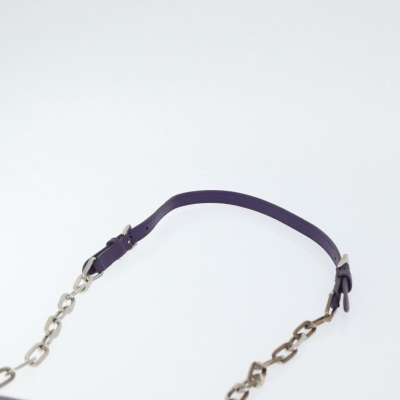 【日本直送】PRADA 鏈條單肩包 Safiano 皮革 紫色 銀色 正品 ka3343A-7