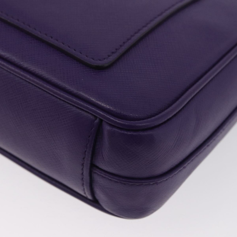 【日本直送】PRADA 鏈條單肩包 Safiano 皮革 紫色 銀色 正品 ka3343A-8