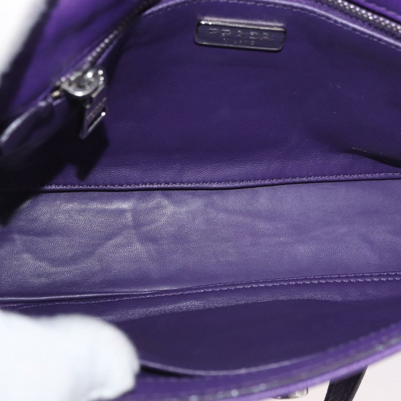 【日本直送】PRADA 鏈條單肩包 Safiano 皮革 紫色 銀色 正品 ka3343A-9