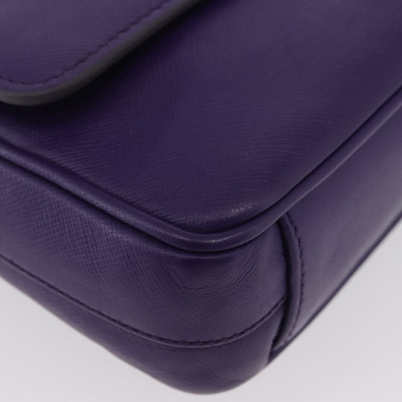 【日本直送】PRADA 鏈條單肩包 Safiano 皮革 紫色 銀色 正品 ka3343A-13