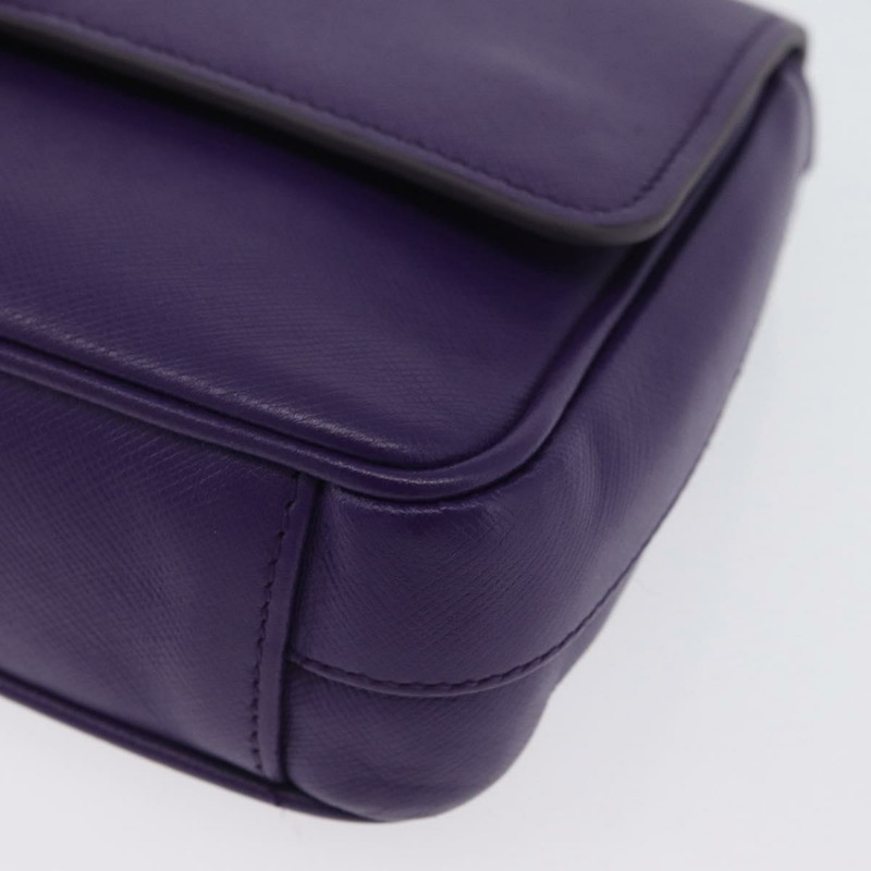 【日本直送】PRADA 鏈條單肩包 Safiano 皮革 紫色 銀色 正品 ka3343A-14