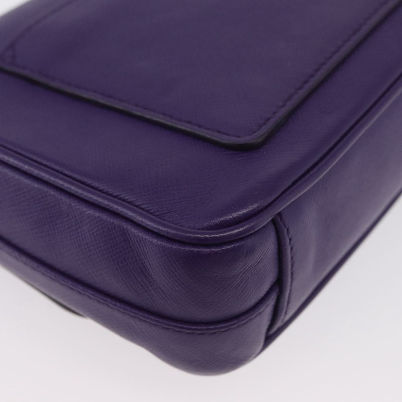 【日本直送】PRADA 鏈條單肩包 Safiano 皮革 紫色 銀色 正品 ka3343A-15