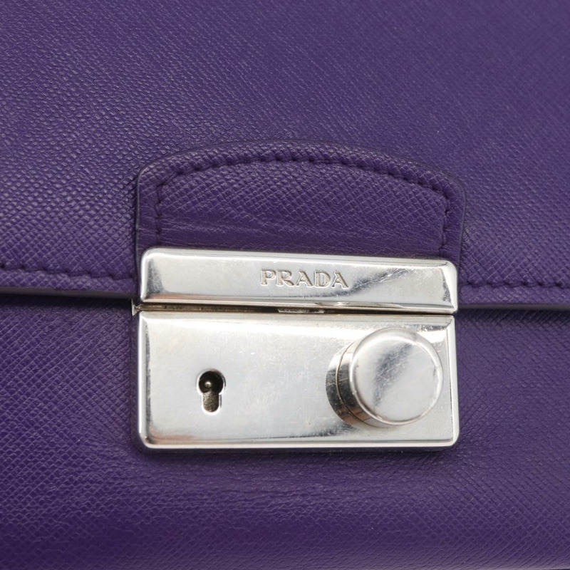 【日本直送】PRADA 鏈條單肩包 Safiano 皮革 紫色 銀色 正品 ka3343A-16