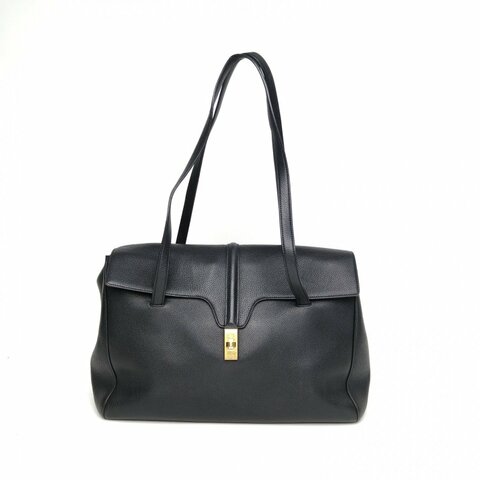 CELINE Soft16大號38黑色牛皮肩背包