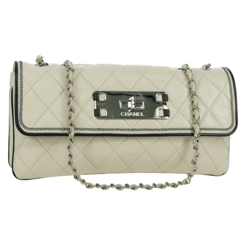 【日本直送】香奈兒 Chain Matelasse 2.55 單肩包，羊皮材質，象牙色，CC 標誌，正品 YKZ599SAV-0
