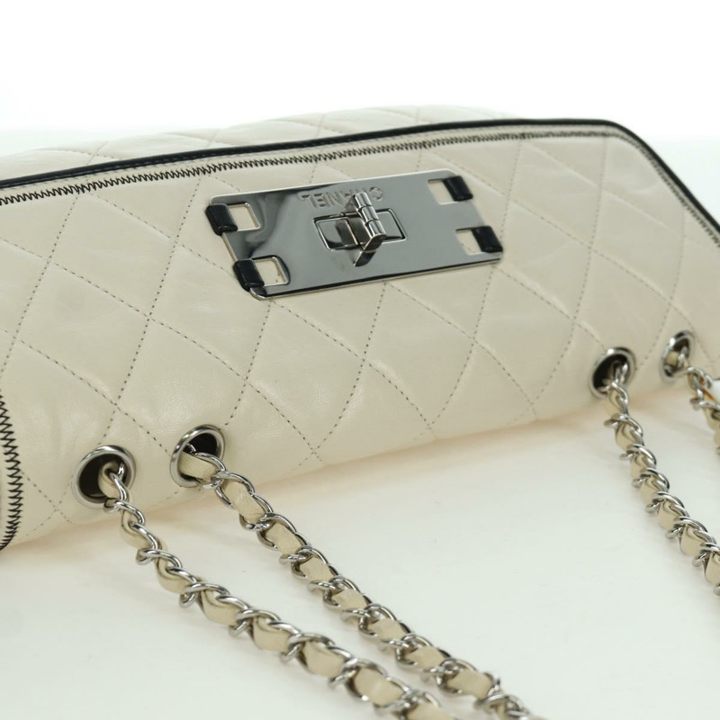 【日本直送】香奈兒 Chain Matelasse 2.55 單肩包，羊皮材質，象牙色，CC 標誌，正品 YKZ599SAV-5