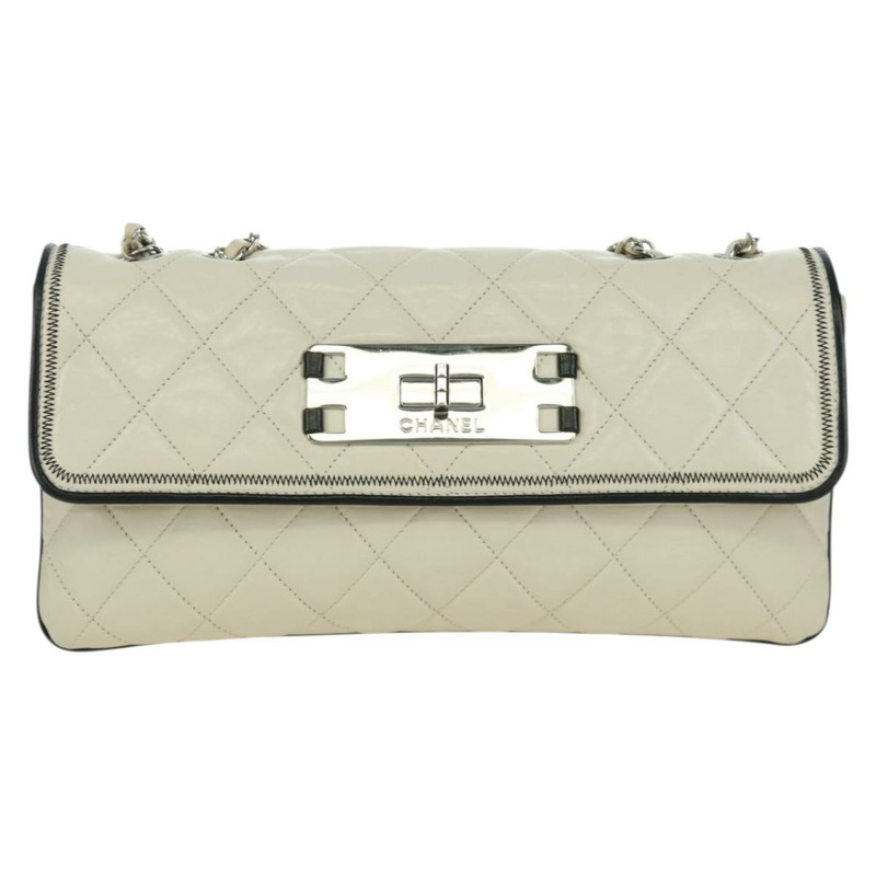 【日本直送】香奈兒 Chain Matelasse 2.55 單肩包，羊皮材質，象牙色，CC 標誌，正品 YKZ599SAV-12