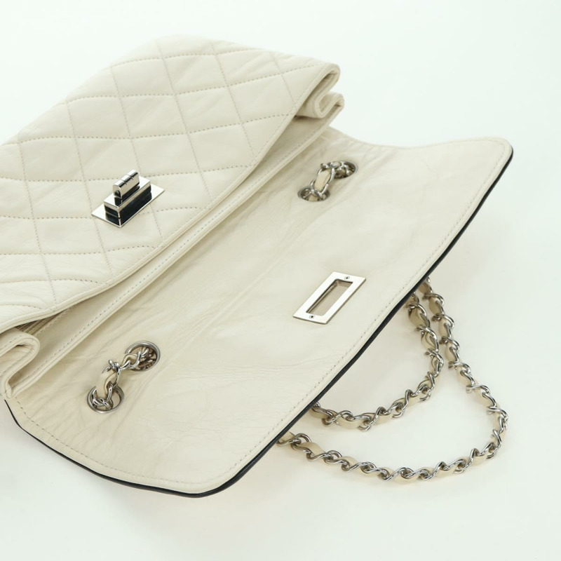 【日本直送】香奈兒 Chain Matelasse 2.55 單肩包，羊皮材質，象牙色，CC 標誌，正品 YKZ599SAV-18