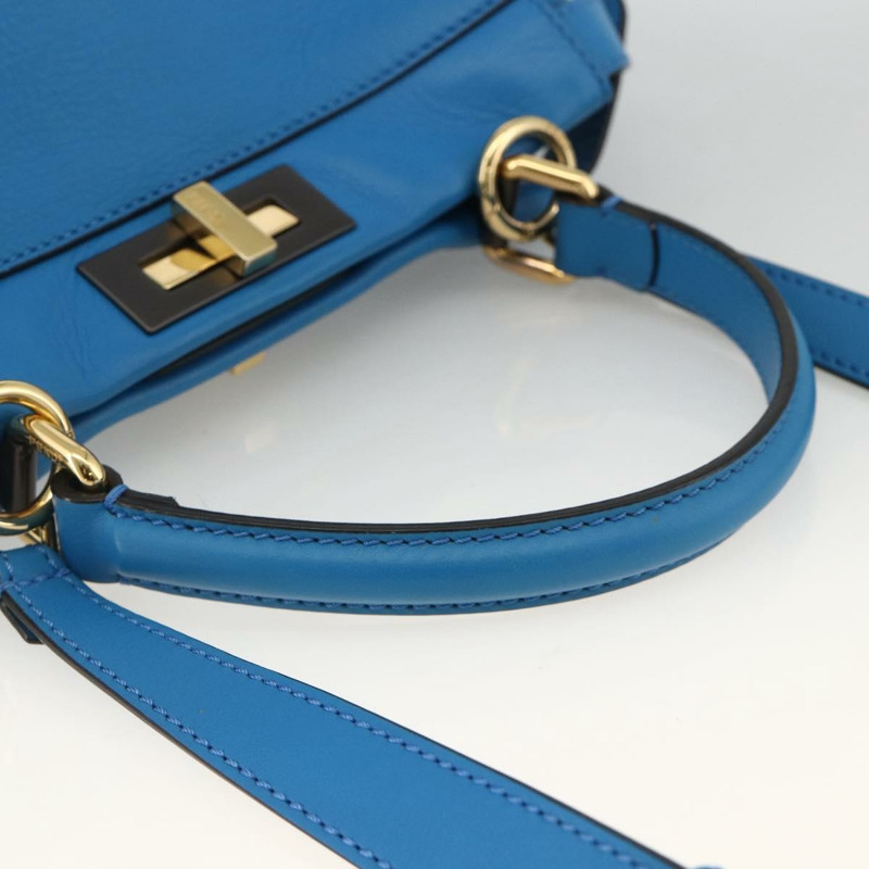 【日本直送】FENDI Peek A Boo 手提包 皮革 2way 藍色金色 Auth ka3444M-6