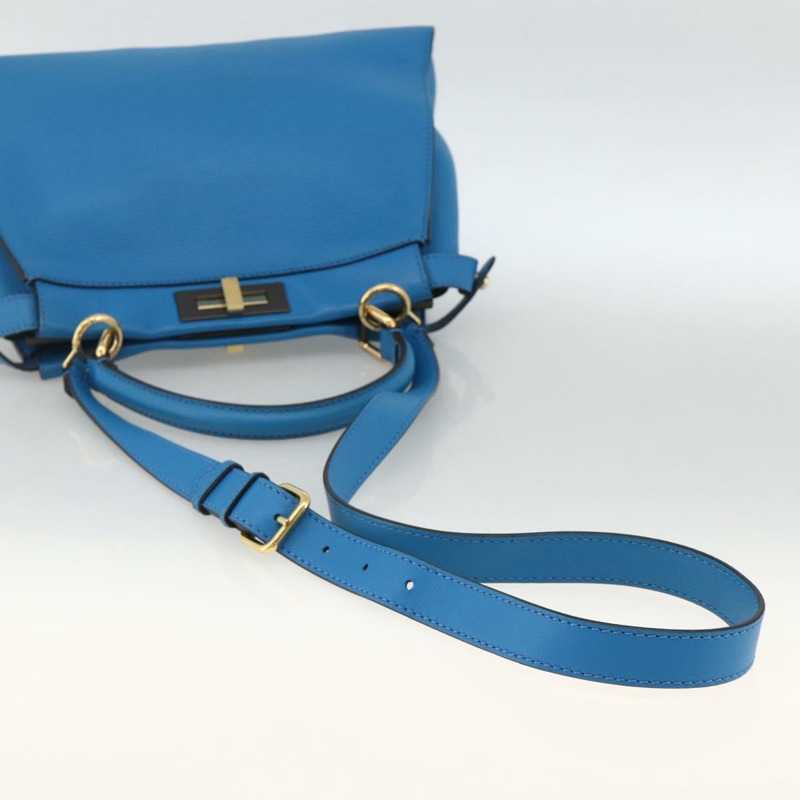 【日本直送】FENDI Peek A Boo 手提包 皮革 2way 藍色金色 Auth ka3444M-7