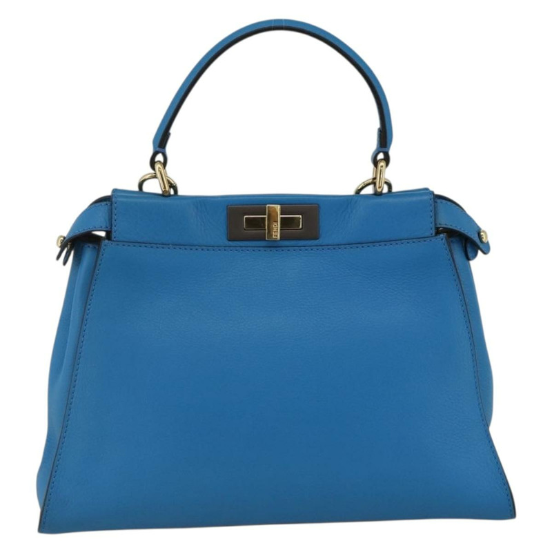 【日本直送】FENDI Peek A Boo 手提包 皮革 2way 藍色金色 Auth ka3444M-12