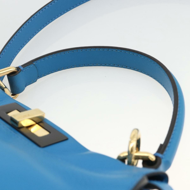 【日本直送】FENDI Peek A Boo 手提包 皮革 2way 藍色金色 Auth ka3444M-13