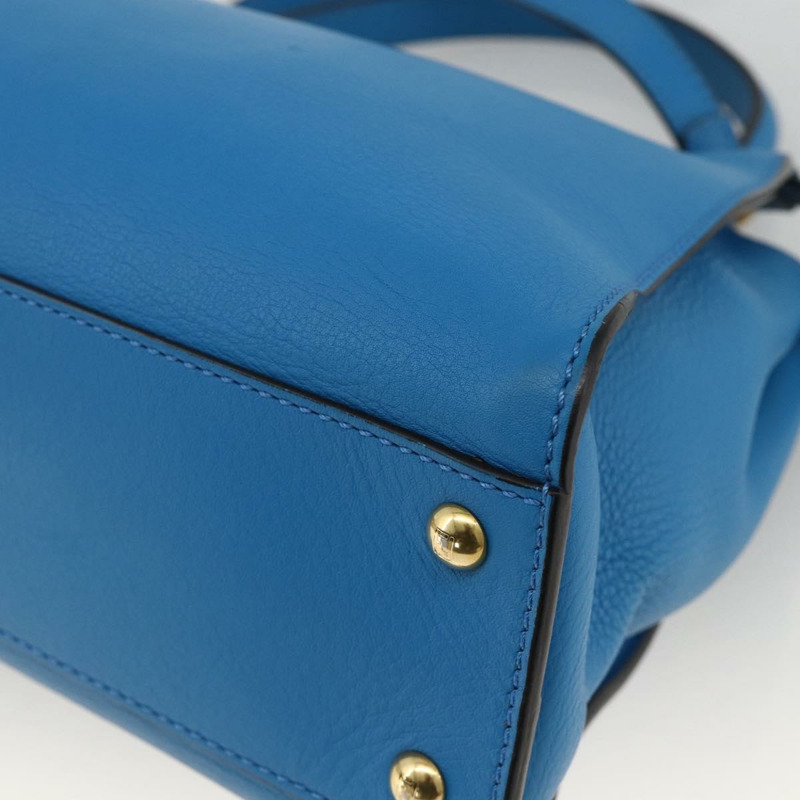 【日本直送】FENDI Peek A Boo 手提包 皮革 2way 藍色金色 Auth ka3444M-16