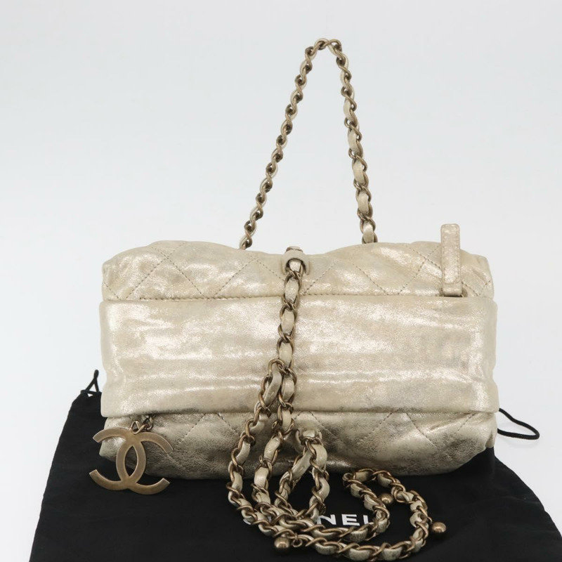 【日本直送】香奈兒 (CHANEL) 絎縫鏈條單背包 香檳金 CC 皮革 Auth YKZ577A-11