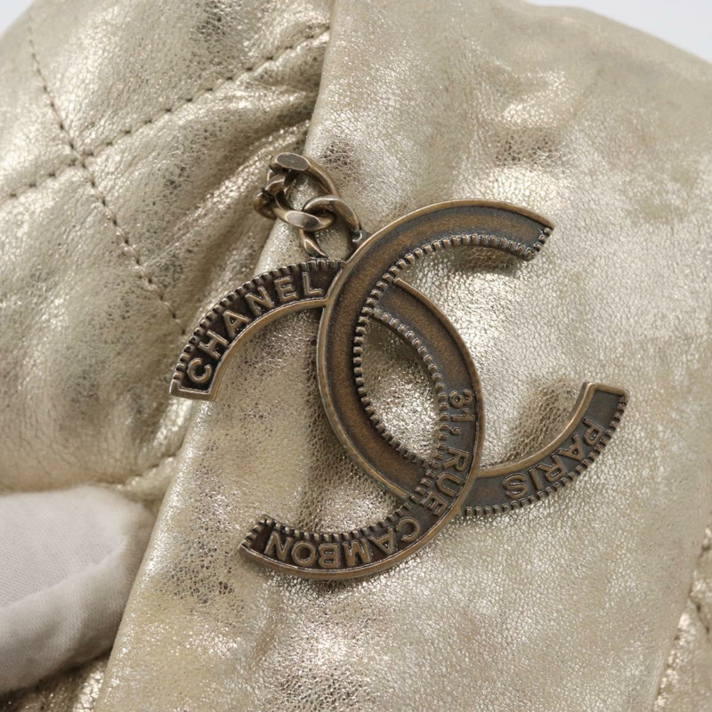 【日本直送】香奈兒 (CHANEL) 絎縫鏈條單背包 香檳金 CC 皮革 Auth YKZ577A-16