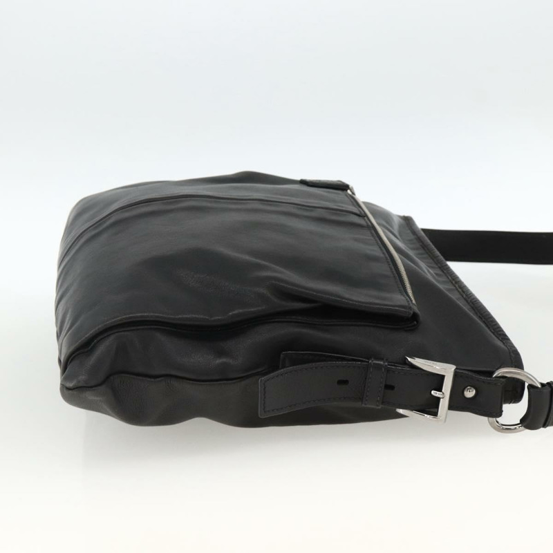 【日本直送】PRADA 黑色銀色皮革肩背包 正品 ka3432A-3