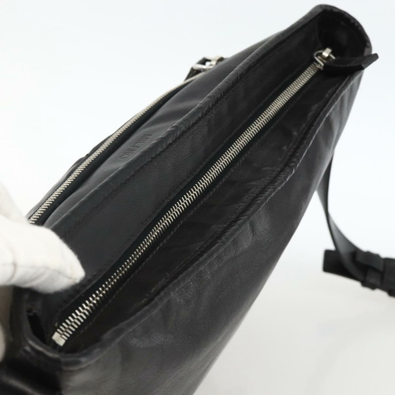 【日本直送】PRADA 黑色銀色皮革肩背包 正品 ka3432A-5