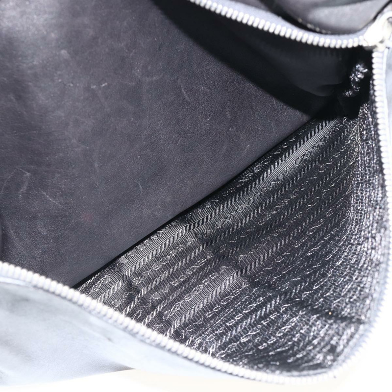 【日本直送】PRADA 黑色銀色皮革肩背包 正品 ka3432A-21