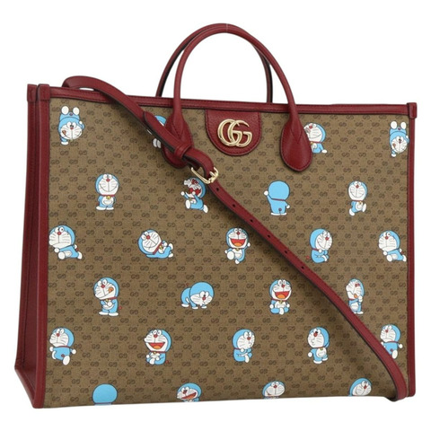 GUCCI GUCCI × Doraemon Micro GG Supreme Bag PVC 2way Beige 653952 Auth ka3262SM
