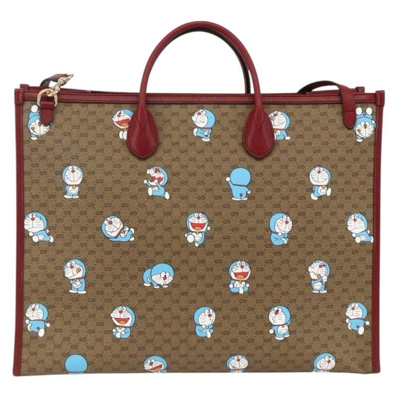 【日本直送】GUCCI GUCCI × Doraemon Micro GG Supreme Bag PVC 2way Beige 653952 Auth ka3262SM-1