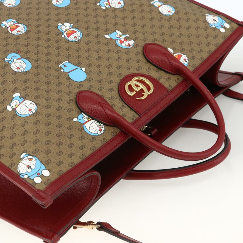 【日本直送】GUCCI GUCCI × Doraemon Micro GG Supreme Bag PVC 2way Beige 653952 Auth ka3262SM-5
