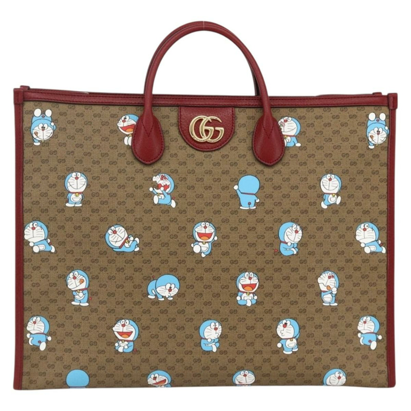 【日本直送】GUCCI GUCCI × Doraemon Micro GG Supreme Bag PVC 2way Beige 653952 Auth ka3262SM-12