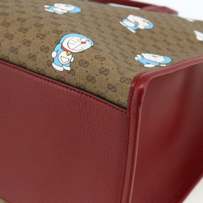【日本直送】GUCCI GUCCI × Doraemon Micro GG Supreme Bag PVC 2way Beige 653952 Auth ka3262SM-16