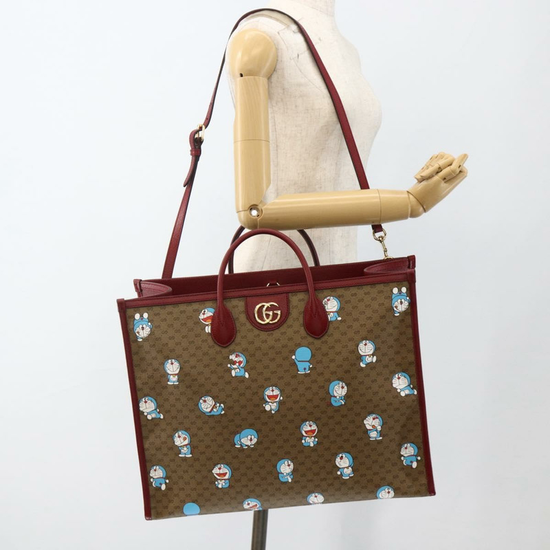【日本直送】GUCCI GUCCI × Doraemon Micro GG Supreme Bag PVC 2way Beige 653952 Auth ka3262SM-26