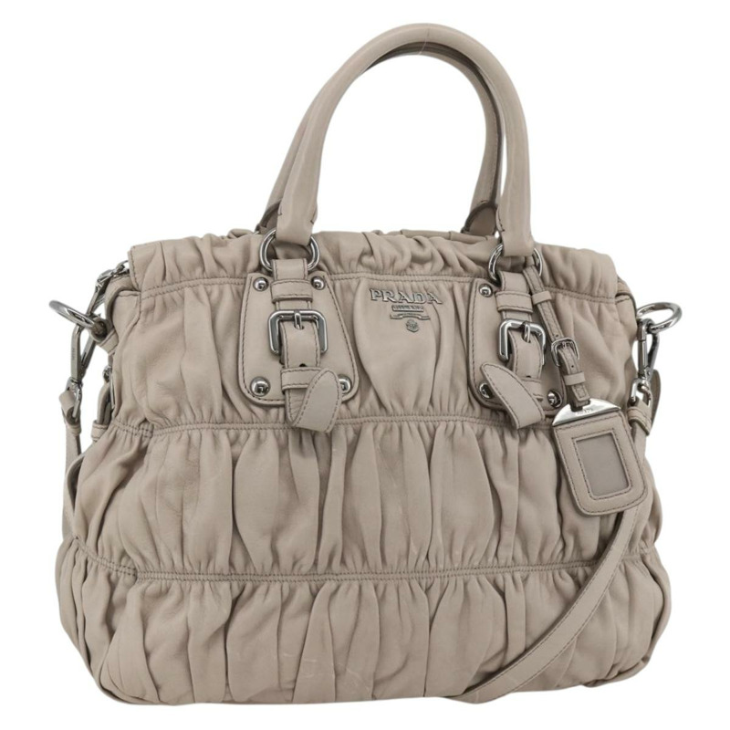 【日本直送】PRADA 納帕皮革手提包 2way 灰色銀色 Auth ka3377V-0