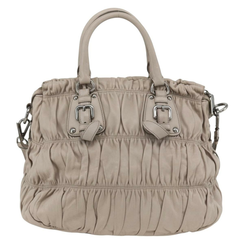 【日本直送】PRADA 納帕皮革手提包 2way 灰色銀色 Auth ka3377V-1