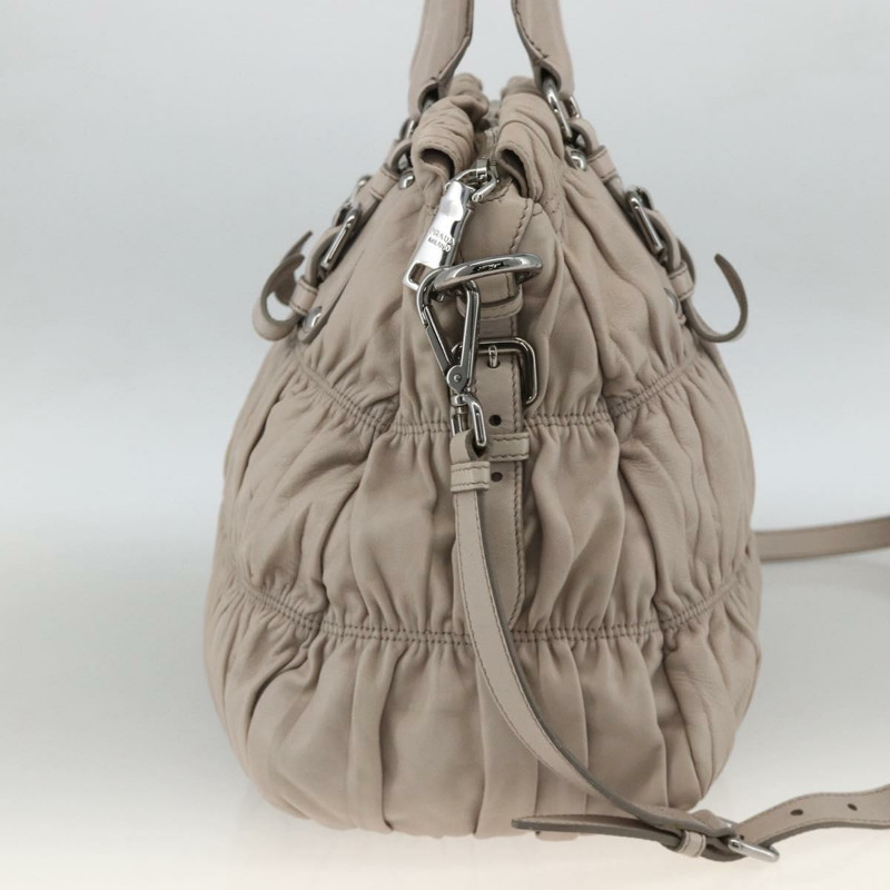 【日本直送】PRADA 納帕皮革手提包 2way 灰色銀色 Auth ka3377V-2