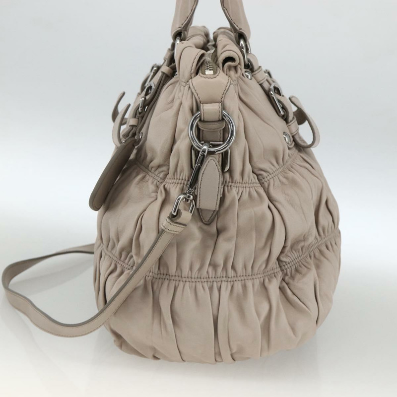 【日本直送】PRADA 納帕皮革手提包 2way 灰色銀色 Auth ka3377V-3