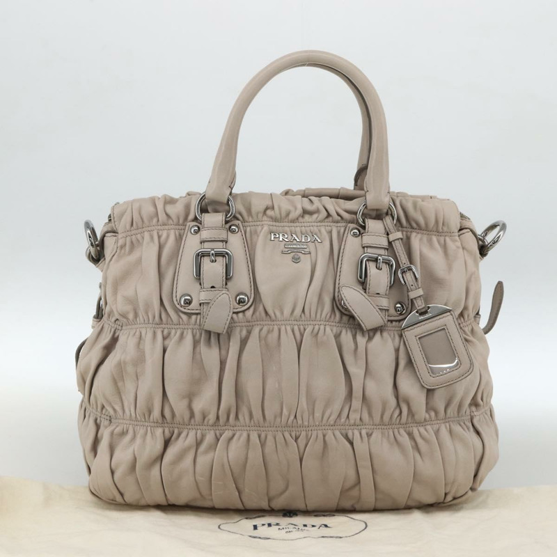 【日本直送】PRADA 納帕皮革手提包 2way 灰色銀色 Auth ka3377V-11