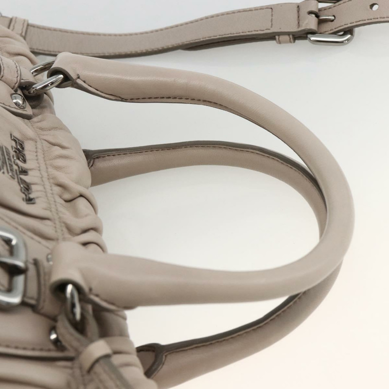 【日本直送】PRADA 納帕皮革手提包 2way 灰色銀色 Auth ka3377V-13