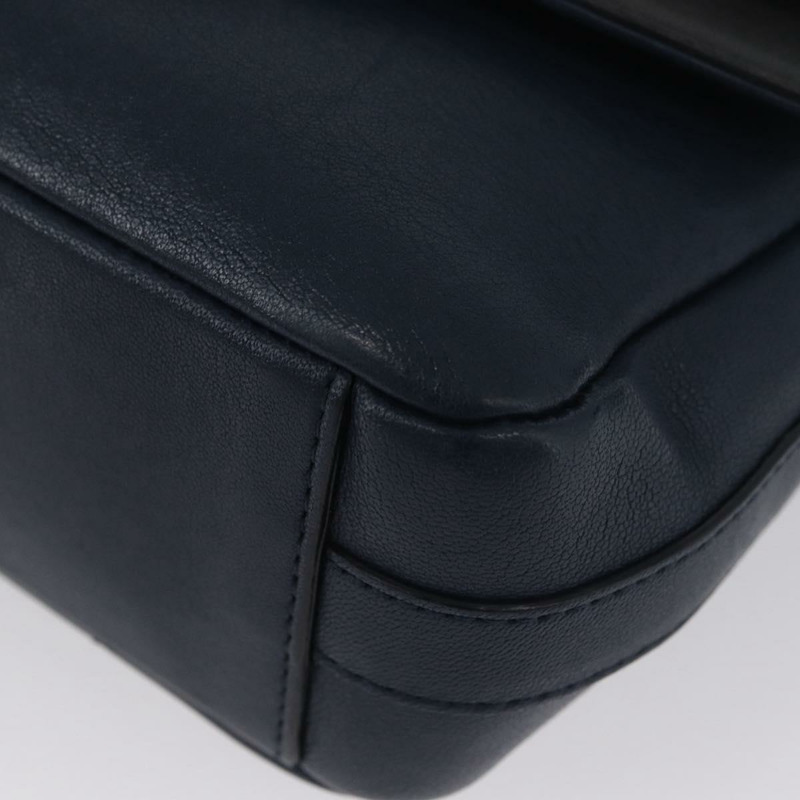 【日本直送】香奈兒 V 字縫線鏈條單肩背包 皮革 金色 海軍藍 CC 正品 ka3335SAM-17