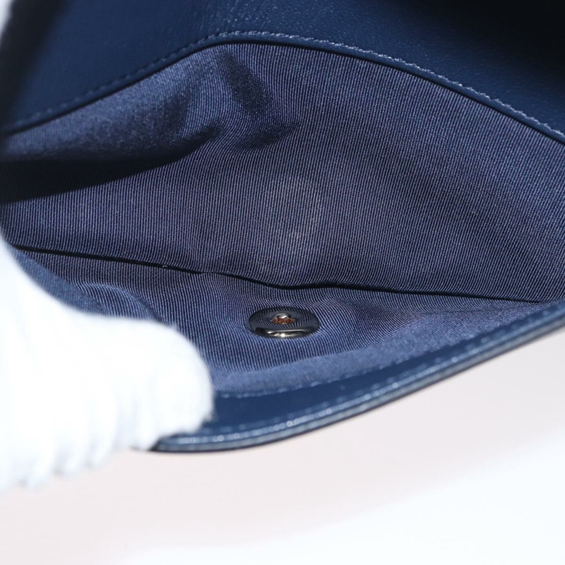 【日本直送】香奈兒 V 字縫線鏈條單肩背包 皮革 金色 海軍藍 CC 正品 ka3335SAM-31