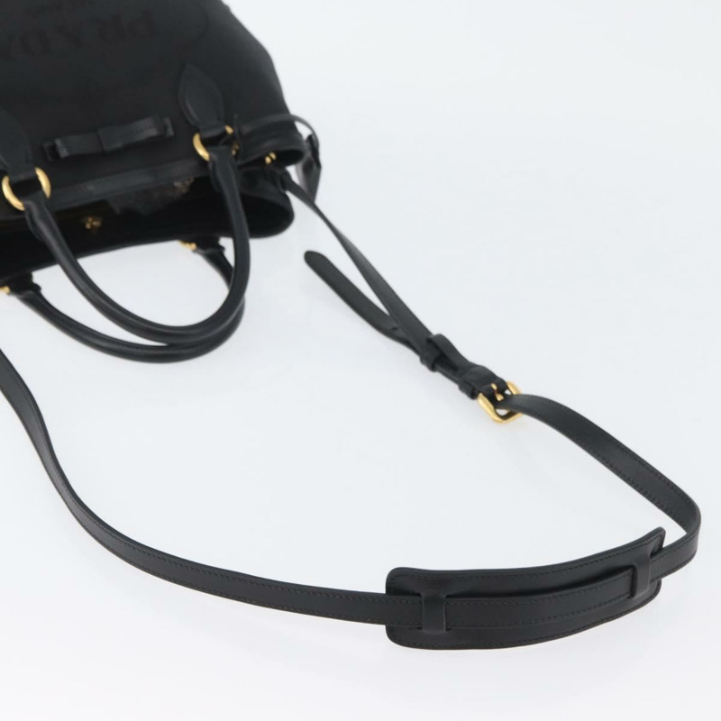 【日本直送】PRADA 手提包 帆布 2way 黑色金色 Auth ka3289V-7