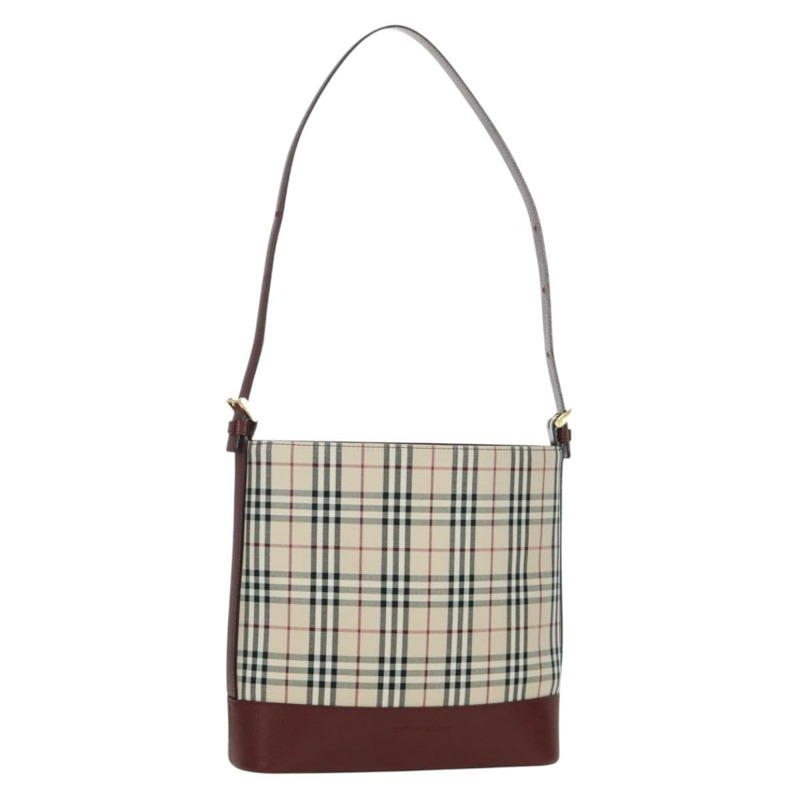 【日本直送】BURBERRY Nova 格紋肩背包帆布皮革米色金色酒紅色正品 am11153V-0