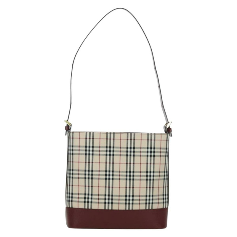 【日本直送】BURBERRY Nova 格紋肩背包帆布皮革米色金色酒紅色正品 am11153V-1