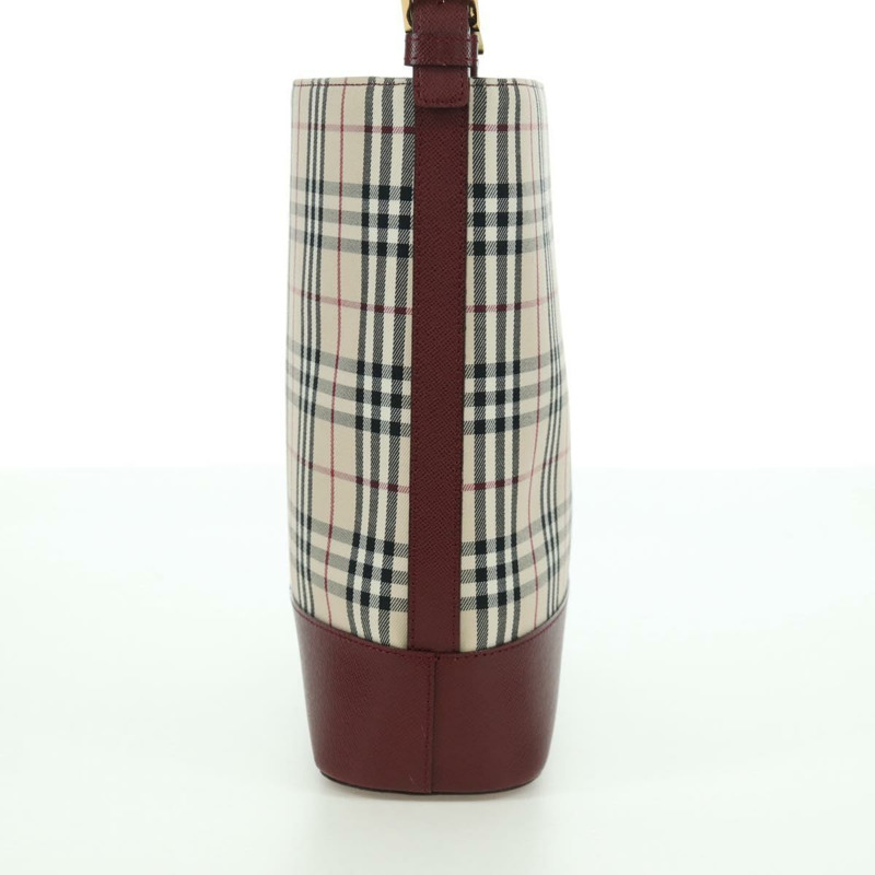【日本直送】BURBERRY Nova 格紋肩背包帆布皮革米色金色酒紅色正品 am11153V-2